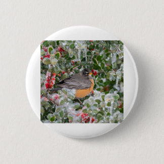 Robin at Christmas 6 Cm Round Badge