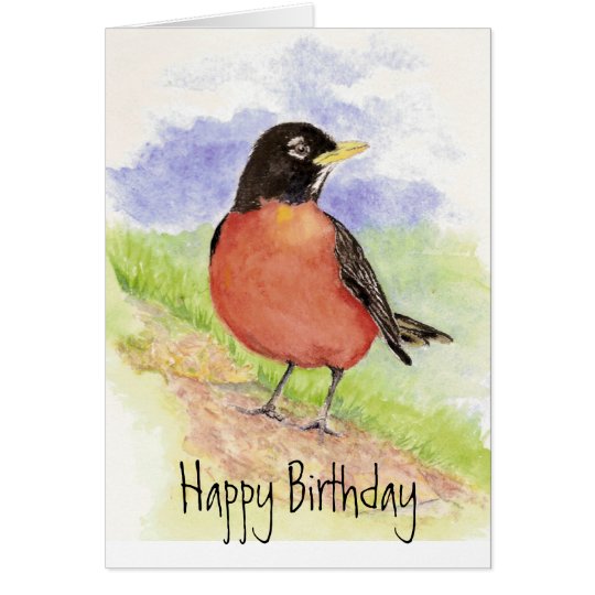 Robin - Bird Birthday Greeting Card