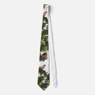 Robin Bird in Berry Tree Tie