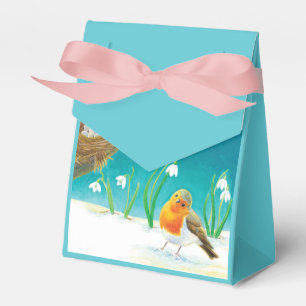 Robin Bird, Nest, Little Eggs & Snowdrops  Favour Box