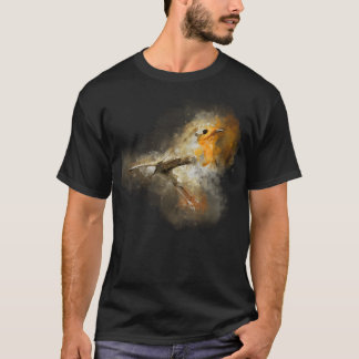 Robin Bird Watercolor Boho Style T-Shirt