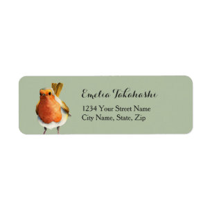 Robin Bird Watercolor Illustration   Address Return Address Label