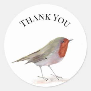 Robin bird watercolor winter Festive Christmas Classic Round Sticker