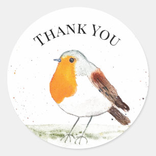 Robin bird watercolor winter Festive Christmas Classic Round Sticker