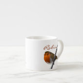 Robin Bird Winter Branch Personalised Christmas Espresso Cup (Front Right)