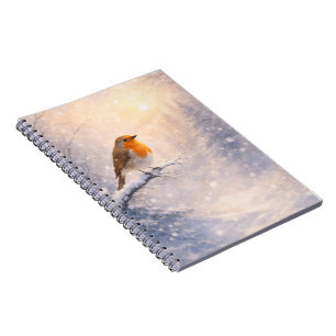 Robin Bird Winter Morning Watercolor Notebook