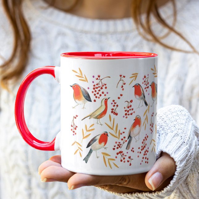 Robin birds and berries Christmas Mug (Creator Uploaded)