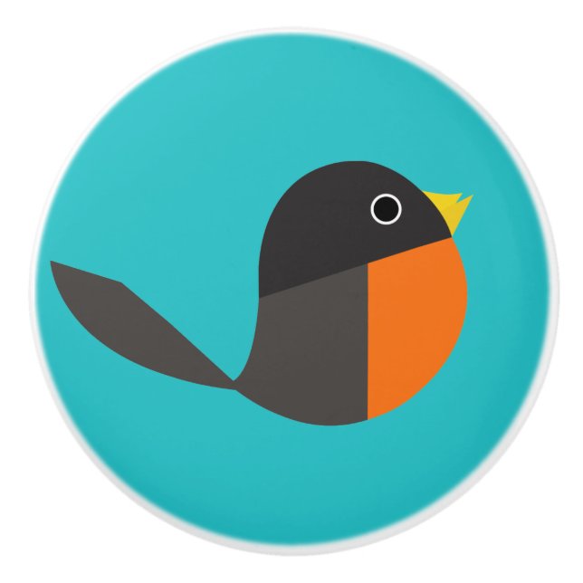 Robin Birds  Ceramic Knob (Front)
