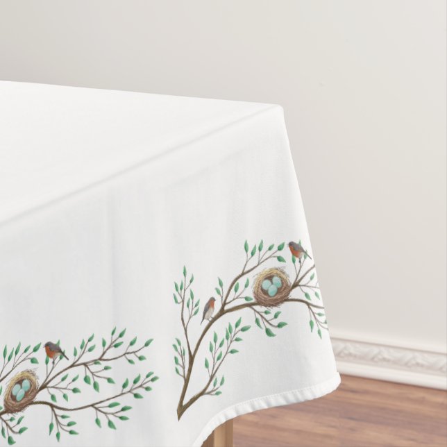 Robin Birds Nest Baby Shower Tablecloth (In Situ)