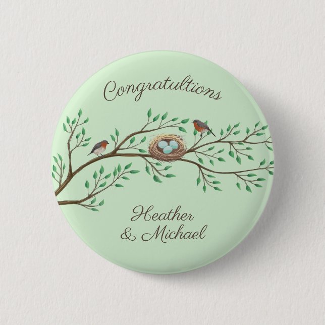 Robin Birds Nest Eggs Spring Baby Shower 6 Cm Round Badge (Front)