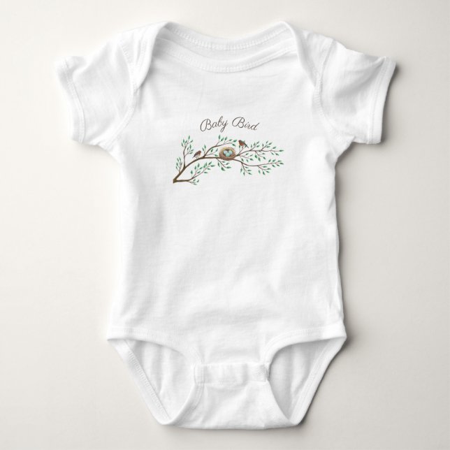 Robin Birds Nest Eggs Spring Baby Shower Bodysuit (Front)