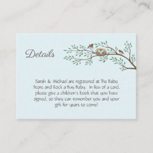 Robin Birds Nest Eggs Spring Baby Shower Enclosure Card