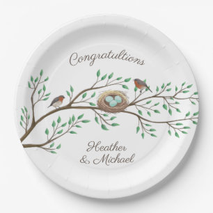 Robin Birds Nest Eggs Spring Baby Shower Paper Plate