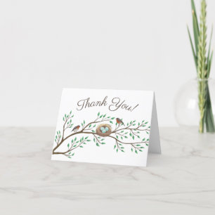 Robin Birds Nest Eggs Spring Baby Shower Thank You Card
