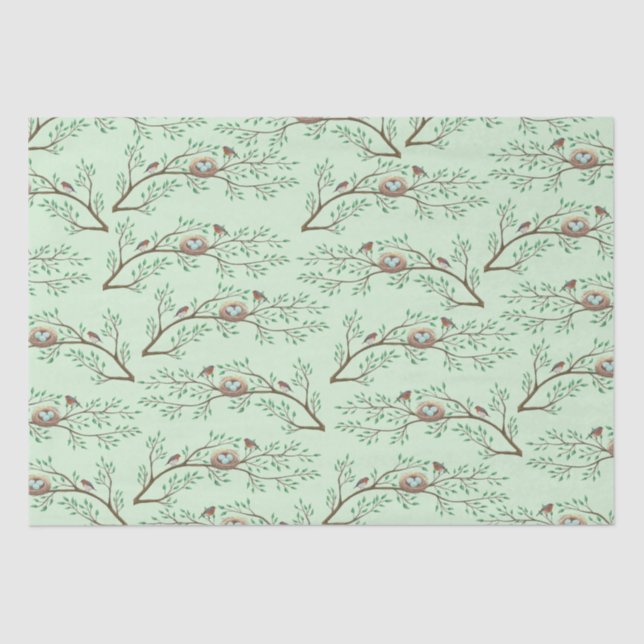 Robin Birds Nest Eggs Spring Baby Shower Tissue Paper (Front)