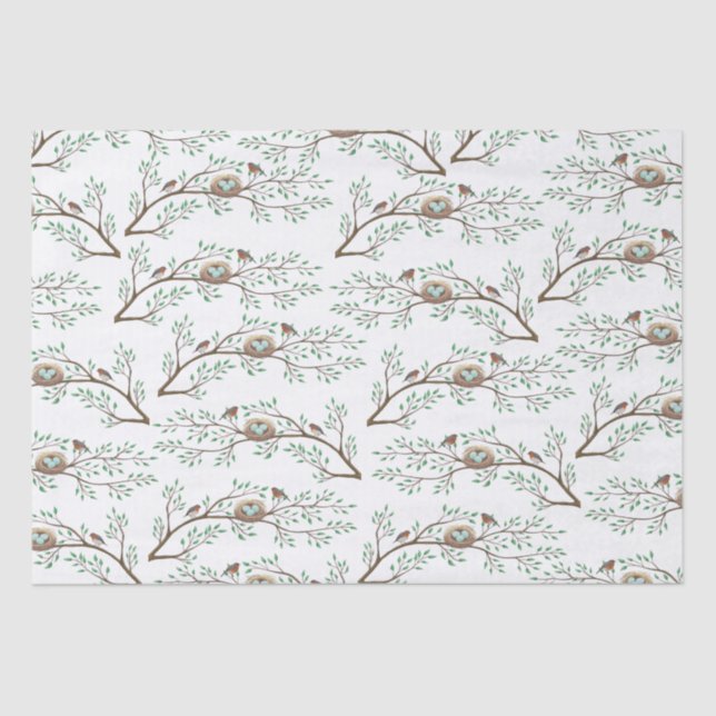Robin Birds Nest Eggs Spring Baby Shower Tissue Paper (Front)