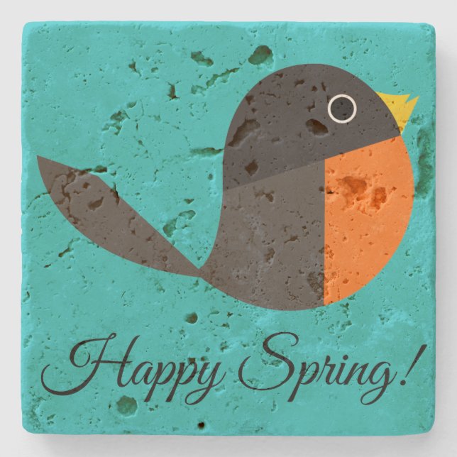 Robin Birds   Stone Coaster (Front)