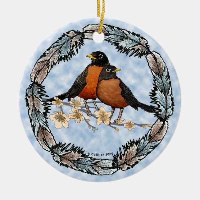 Robin branch  ornament (Front)