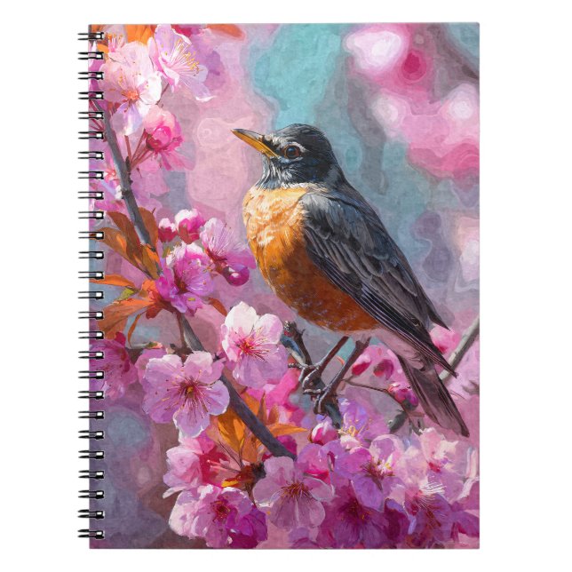 Robin Cherry Blossom Notebook (Front)