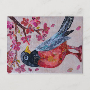 Robin - collage art postcard