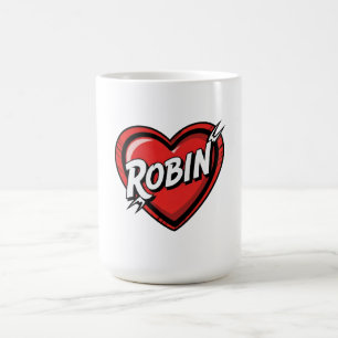 Robin Comic Pop Art Heart Name Coffee Mug