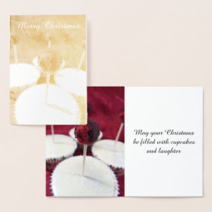 Robin Cupcakes Christmas Foil Card