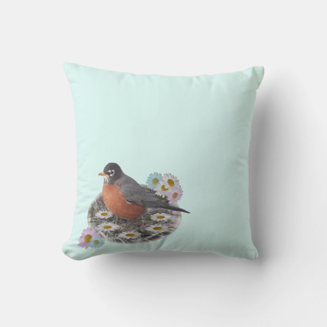Robin Daisy Fairy Ring Cushion (Front)