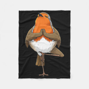 Robin Does Yoga Pose Meditation Funny Bird Fleece Blanket