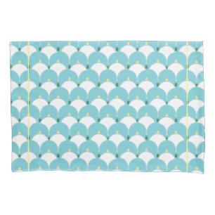Robin egg blue and white abstract lily pattern pillowcase