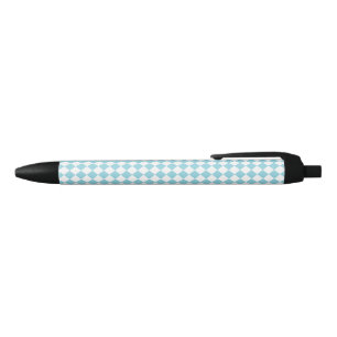 Robin Egg Blue and White Chevron Pattern Classic Black Ink Pen
