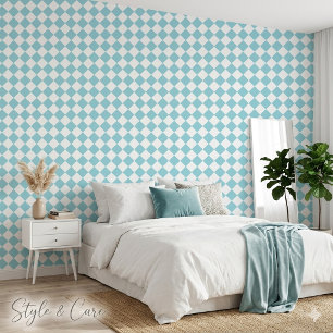 Robin Egg Blue and White Chevron Pattern Classic Wallpaper