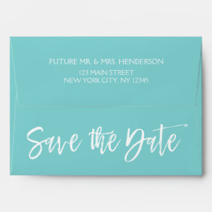 Robin Egg Blue and White Save the Date Envelopes