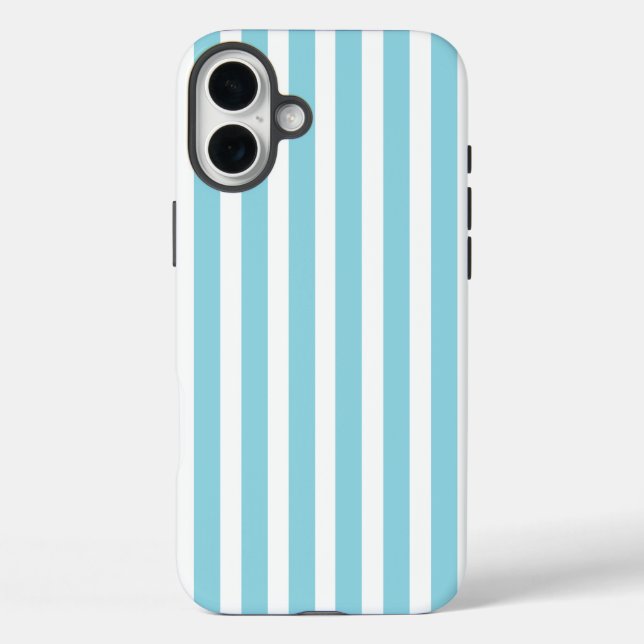 Robin Egg Blue and White Striped Case-Mate iPhone Case (Back)