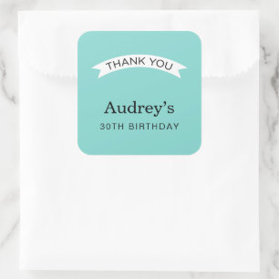 Robin Egg Blue Birthday Thank You Square Sticker