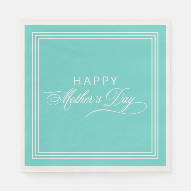 Robin Egg Blue Calligraphy Mother's Day Napkins (Front)