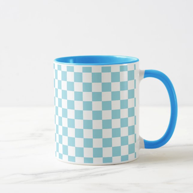 Robin Egg Blue Combo Mug with White Square Pattern (Right)