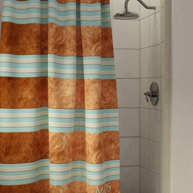 Robin Egg Blue Copper Stripes Shower Curtain (Robin Egg Blue Copper Stripes Shower Curtain just for you)