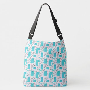Robin Egg Blue Cute Cat Pattern Crossbody Bag
