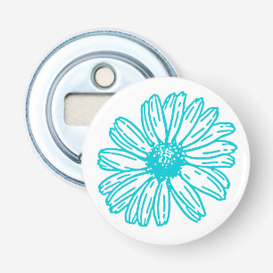 Robin Egg Blue Daisy Print, Hippie Flowers Pattern Bottle Opener