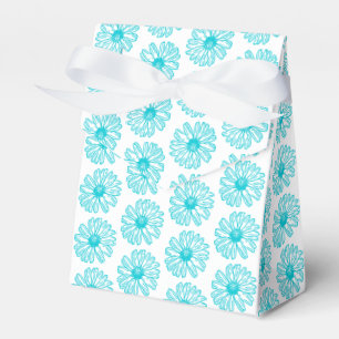 Robin Egg Blue Daisy Print, Hippie Flowers Pattern Favour Box