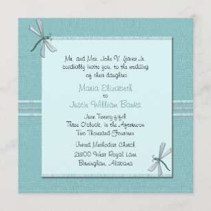 Robin Egg Blue Dragon Fly Wedding Invitation