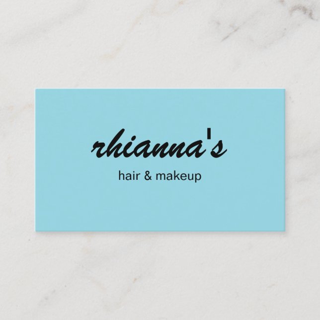 Robin Egg Blue Hair Makeup Professional Script Business Card (Front)