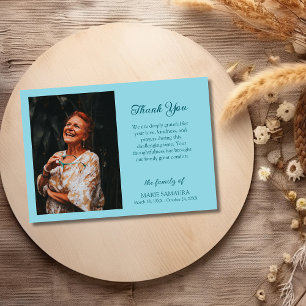 Robin Egg Blue Romantic Customise Photo Funeral Thank You Card