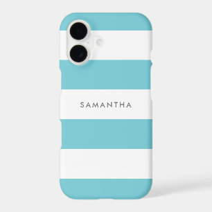 Robin Egg Blue Rugby Stripes with Name
