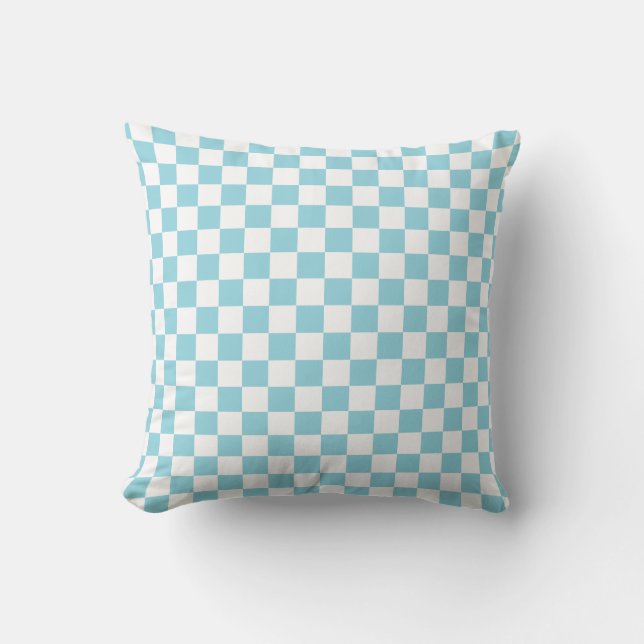 Robin Egg Blue with White Square Pattern 16" Sqr Cushion (Front)
