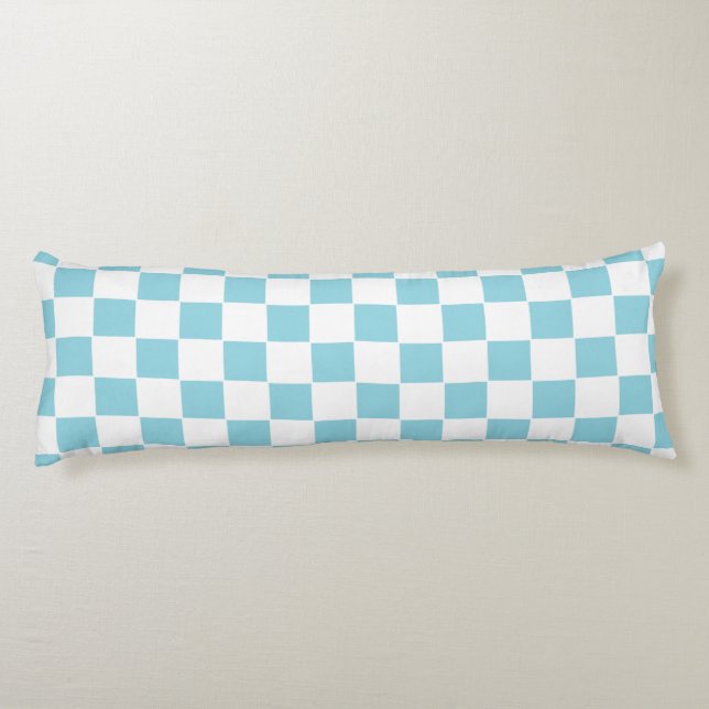Robin Egg Blue with White Square Pattern Brushed Body Cushion (Back)