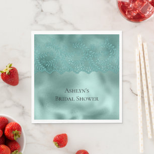 Robin Egg Green Lace Bridal Shower Napkin