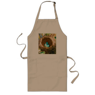 Robin Eggs in a Backyard Tree Nest Long Apron