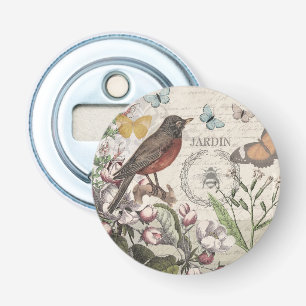 Robin Elegant Bird Butterfly French Art Bottle Opener