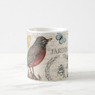 Robin Elegant Bird Butterfly French Art Coffee Mug